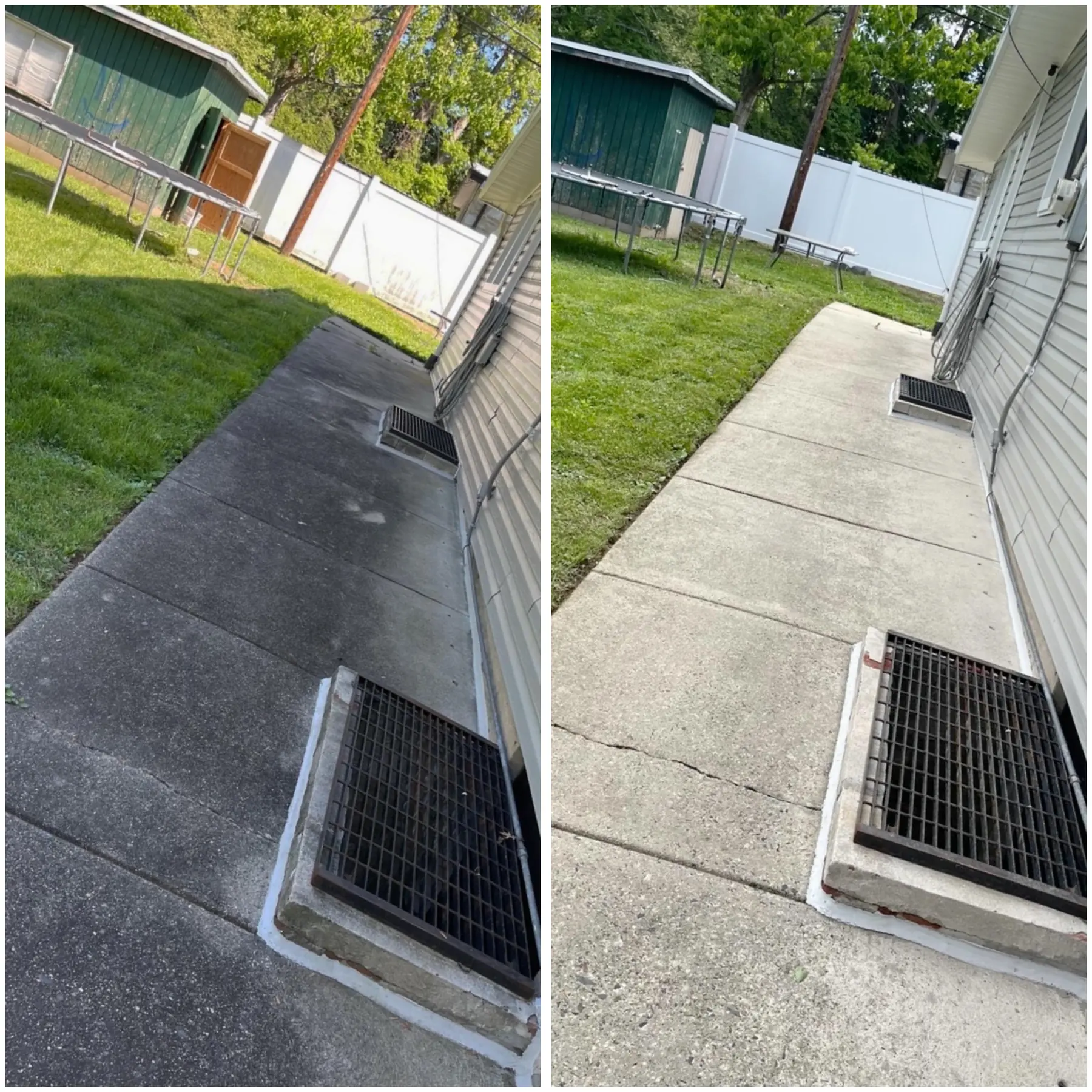 Before and after patio pressure washing